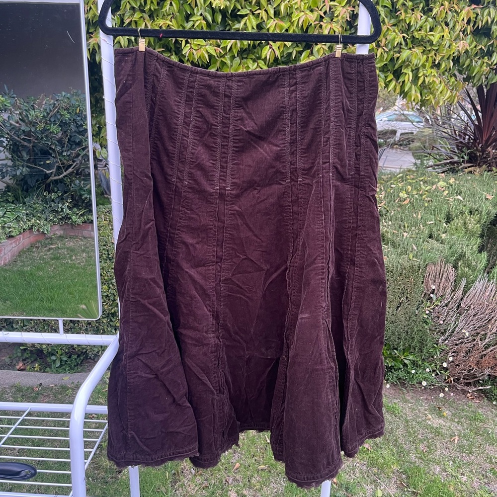 Women’s Chocolate Brown Corduroy A-Line Skirt